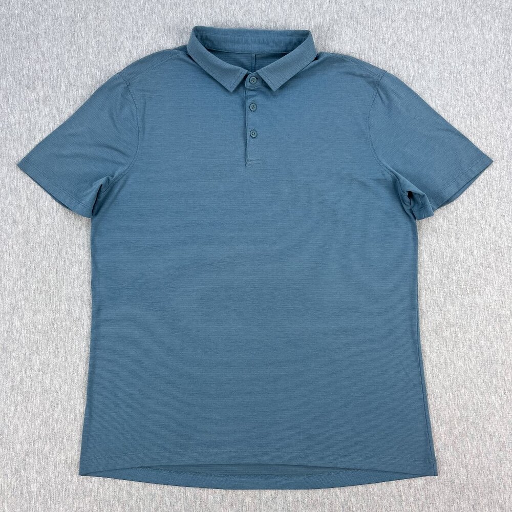 Lululemon Evolution Polo Shirt Mens M (Estimated) Blue Short Sleeve Stretch
